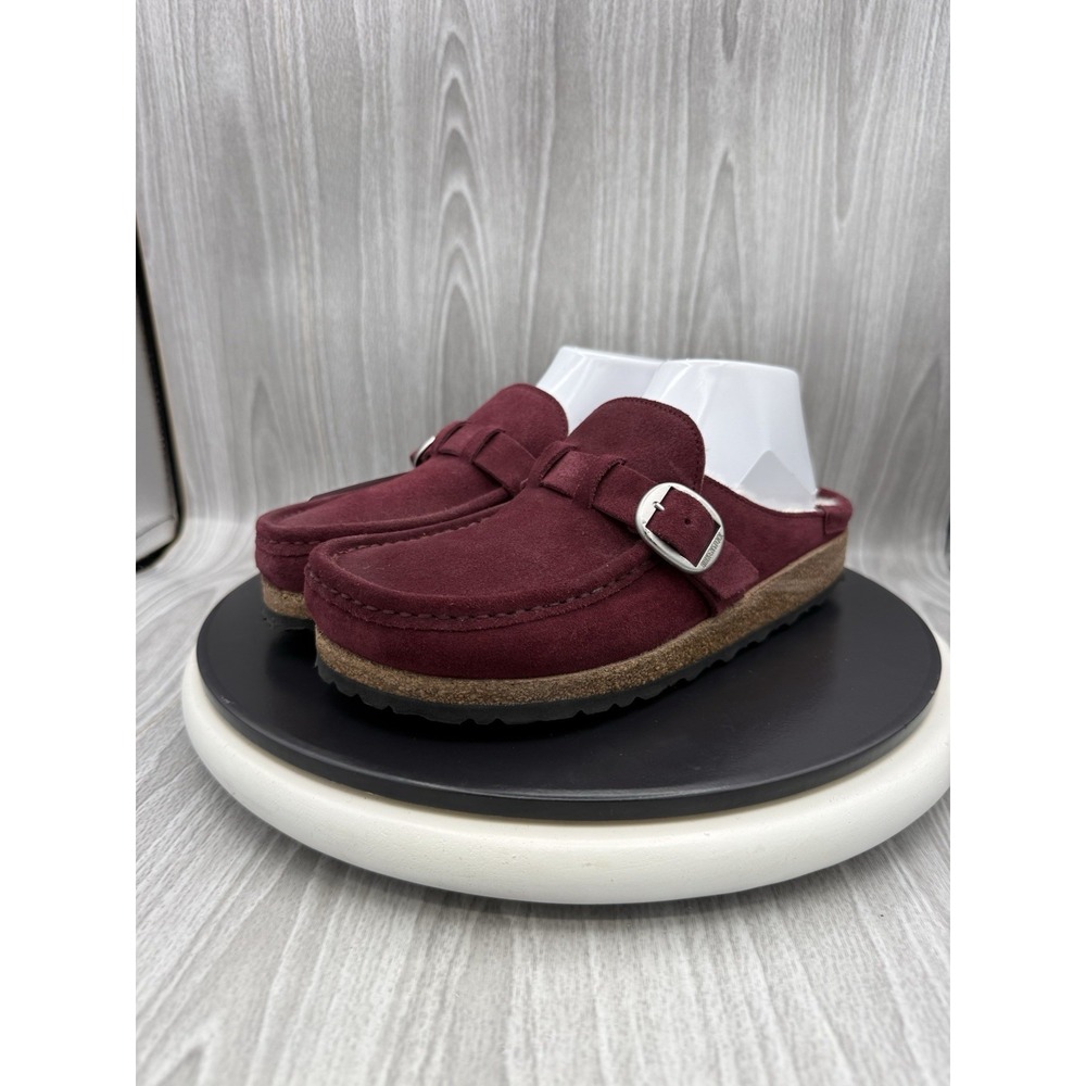 Birkenstock Buckley Shearling Womens Size 8 EU 39 Reg Maroon Suede Slip On Clogs